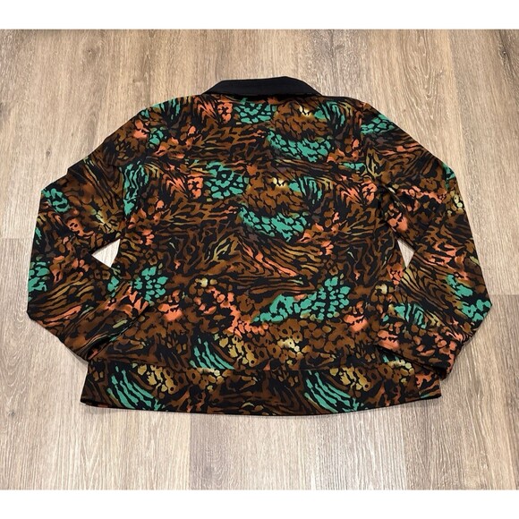 Chicos Zenergy Jacket Size 3 XL Leopard Print Zip Pockets Stretch Brown Green - Picture 8 of 9